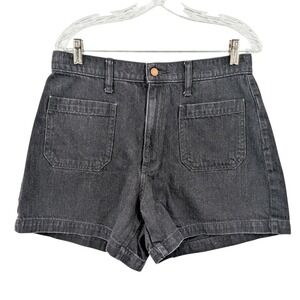 Black High Rise A Line Denim Shorts Cotton‎ Casual Fair Trade Size 10R